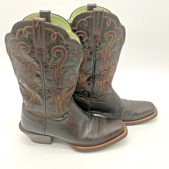Ariat Round Up Square Toe Boots Cowgirl Rodeo 10010169 Women Size‎ 6.5 B - Picture 1 of 11